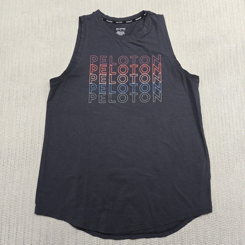 Peloton Shirt Mens Medium Charcoal Tank Top Sleeveless Muscle Athletic Graphic